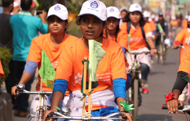 Cycle Rally with over 600 girls at Bogura by GUK