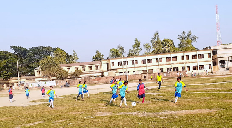 Girl Footballers on the field