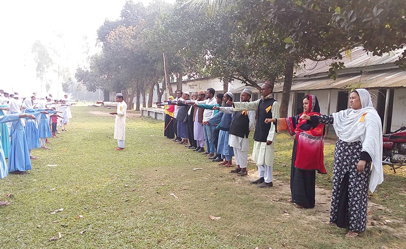 Students and Teachers taking oath to prevent campus sexual harassment