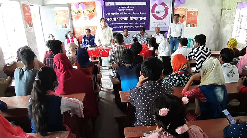 Multi-sectoral representatives discussed on women rights issues with the young participants during the event at Patuakhali.